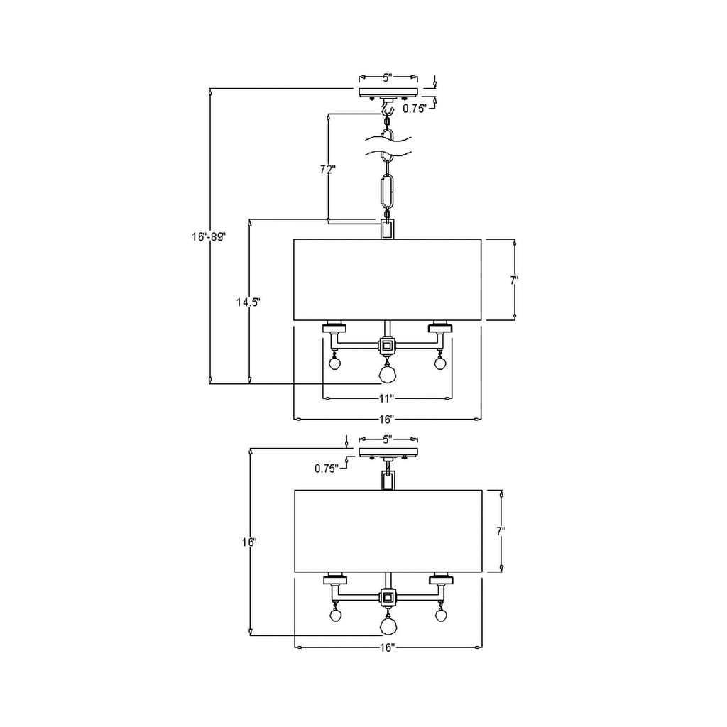 Crystorama Paxton 16'' Chandelier - Product Dimensions