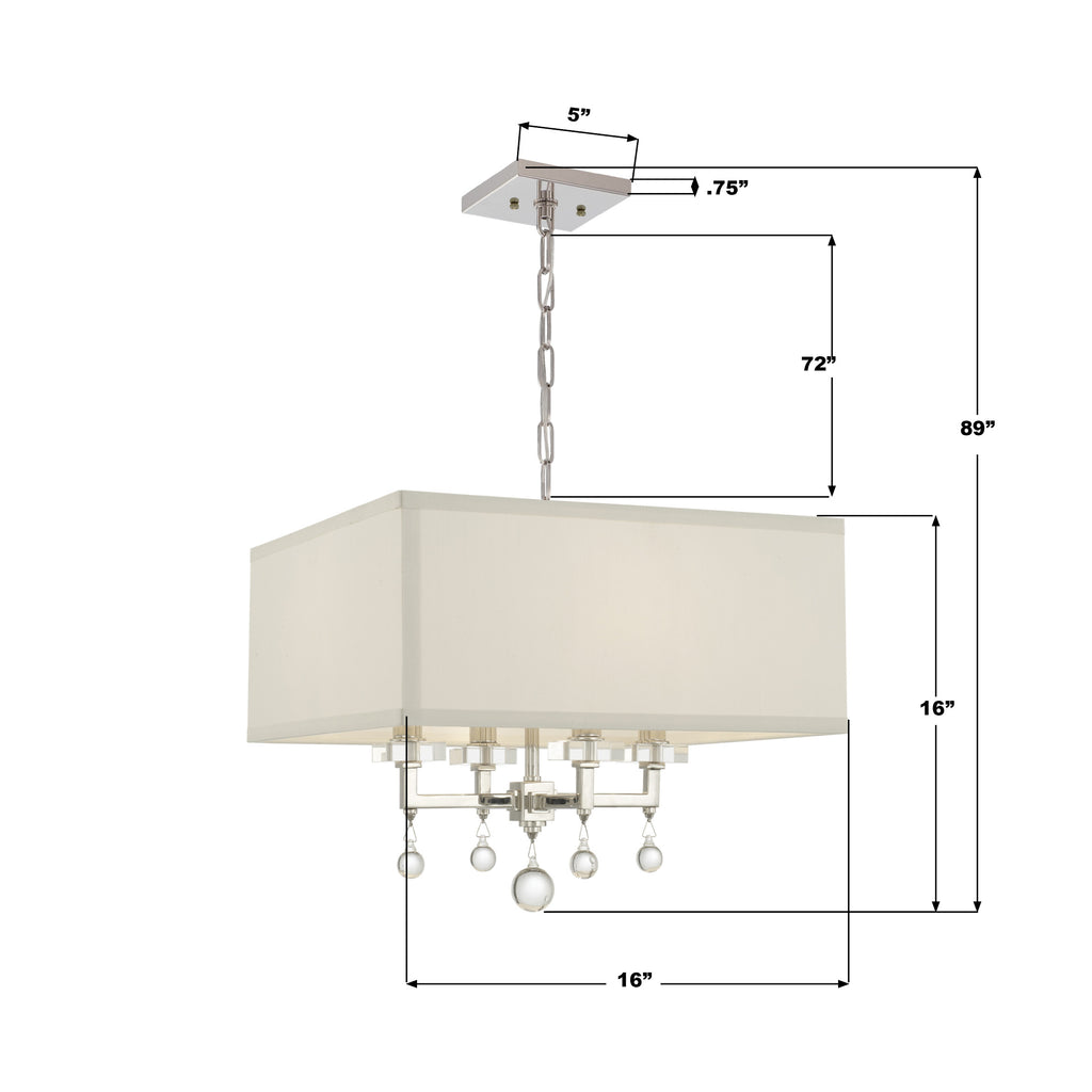 8105-PN Paxton 16'' Chandelier | Dimensions Image