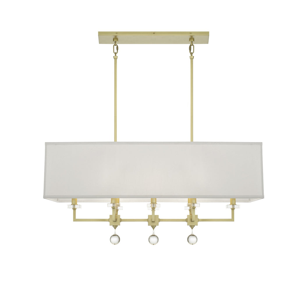Crystorama Paxton 38'' Linear Chandelier in Aged Brass - Front View