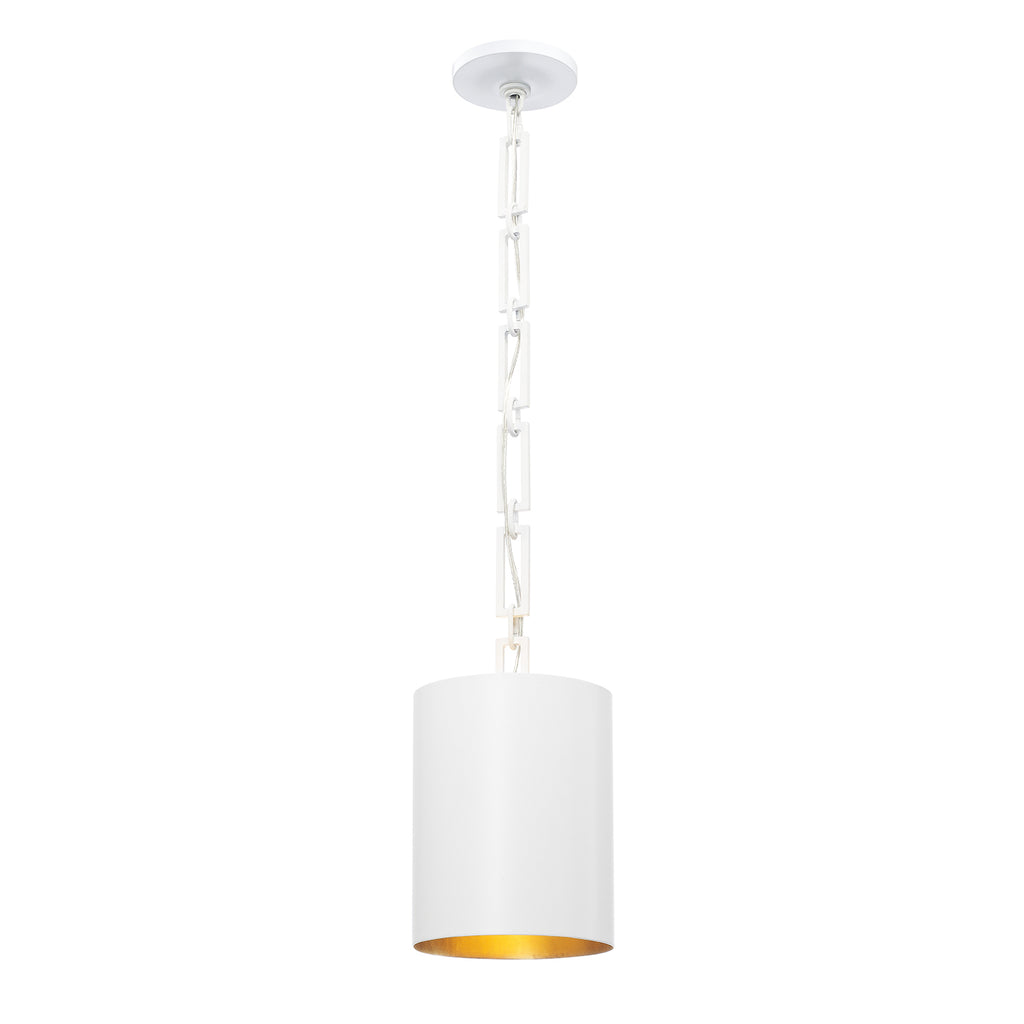 Crystorama Alston 8'' Pendant in Matte White + Antique Gold - Additional View
