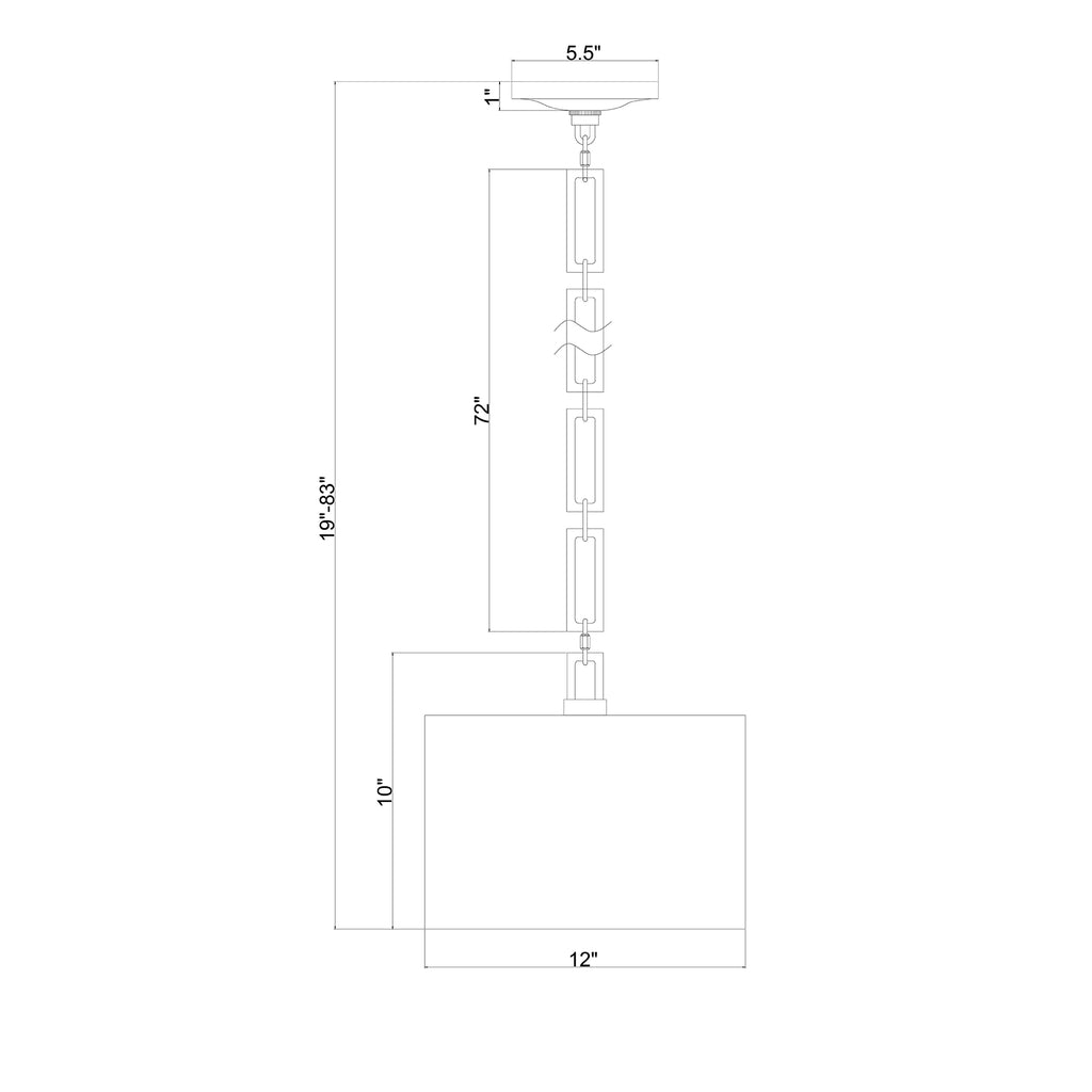 Crystorama Alston 12'' Pendant - Product Dimensions