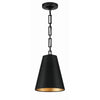 Crystorama Alston 10'' Pendant in Matte Black + Antique Gold - Front View
