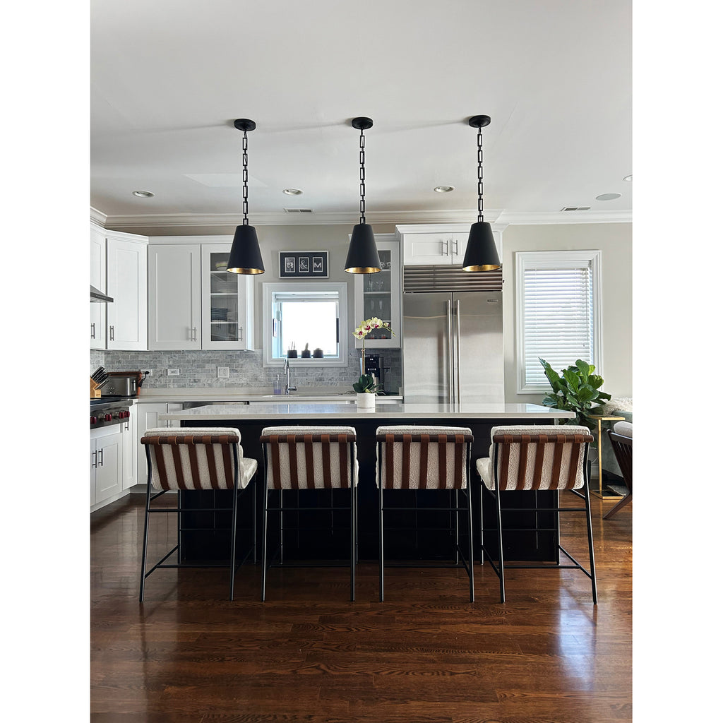 Crystorama Alston 10'' Pendant in Matte Black + Antique Gold - Lifestyle View