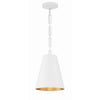 Crystorama Alston 10'' Pendant in Matte White + Antique Gold - Front View