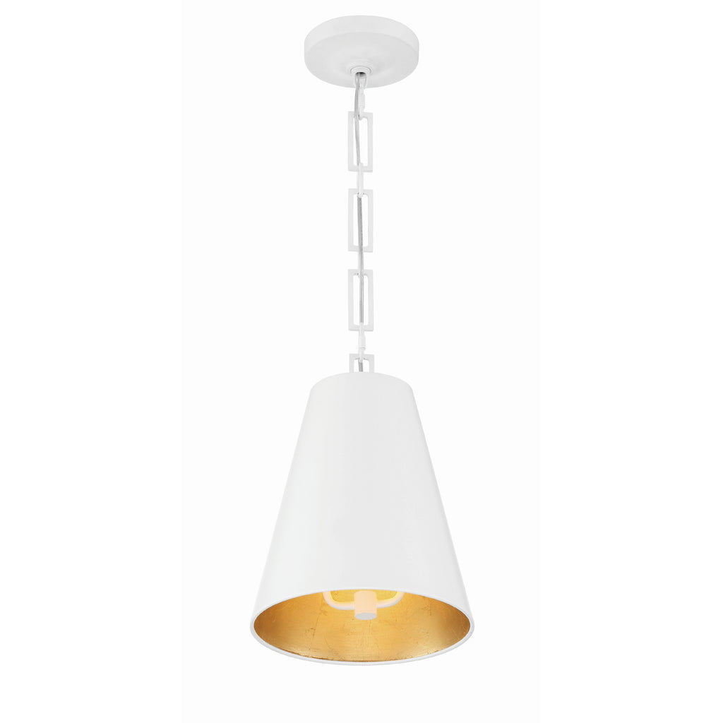 Crystorama Alston 10'' Pendant in Matte White + Antique Gold - Additional View