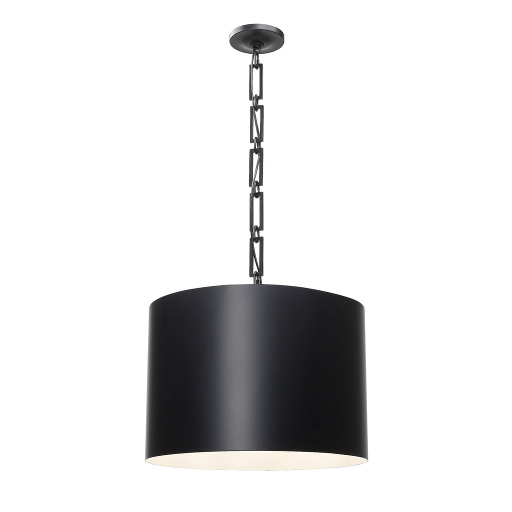 Crystorama Alston 20'' Pendant in Matte Black + White - Front View