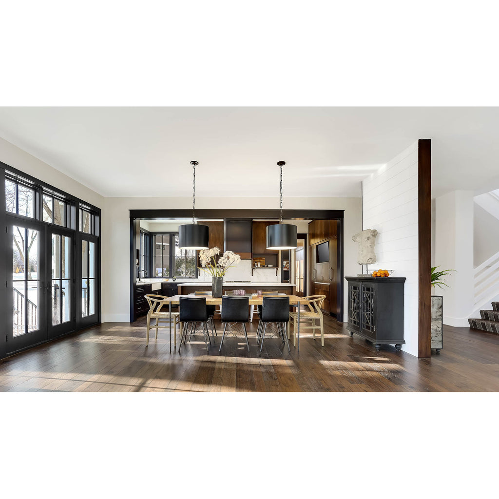 Crystorama Alston 20'' Pendant in Matte Black + White - Lifestyle View