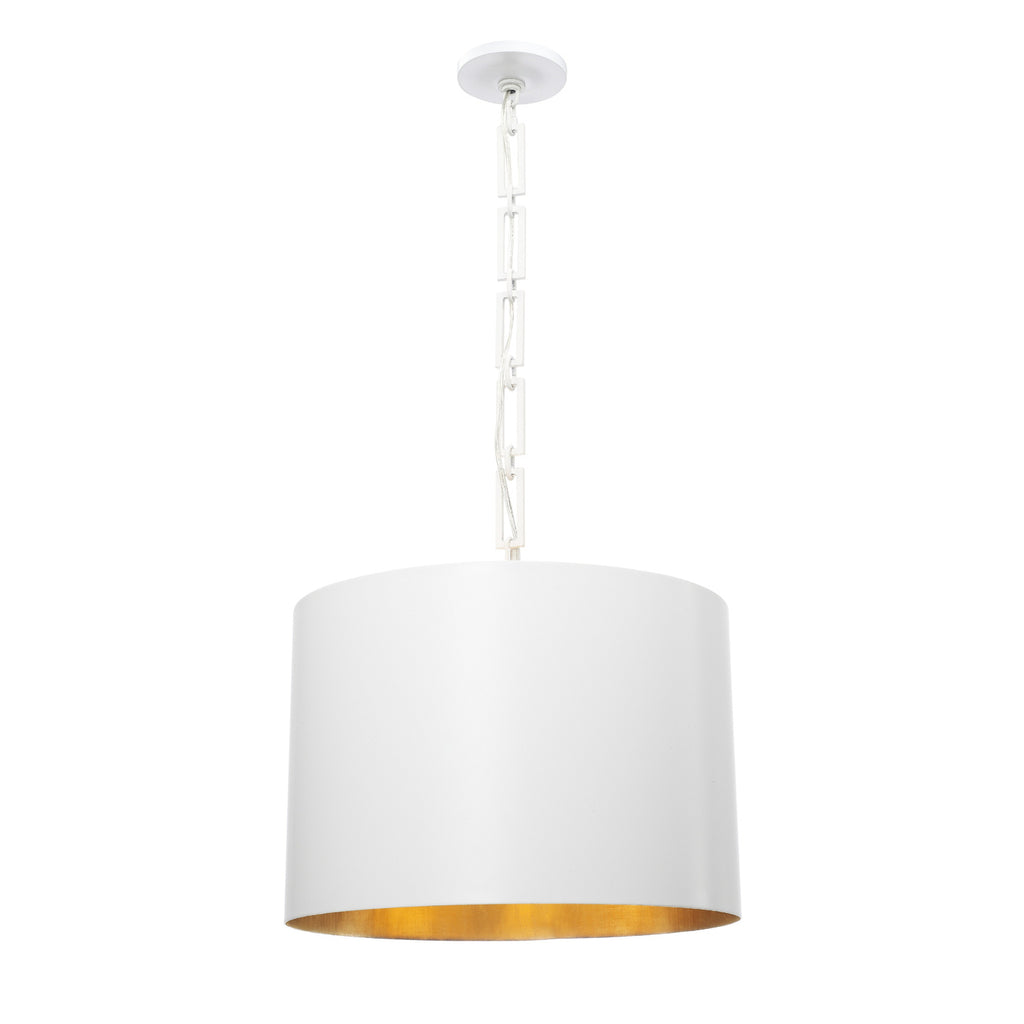 Crystorama Alston 20'' Pendant in Matte White + Antique Gold - Front View