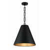 Crystorama Alston 18'' Pendant in Matte Black + Antique Gold - Front View