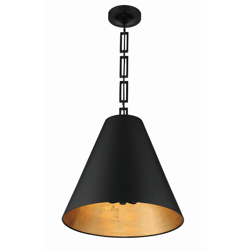 Crystorama Alston 18'' Pendant in Matte Black + Antique Gold - Additional View