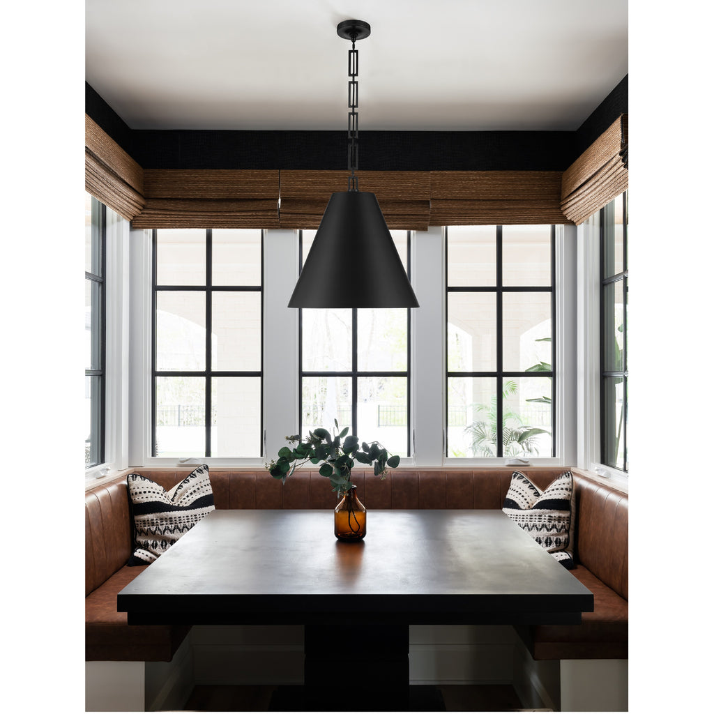 Crystorama Alston 18'' Pendant in Matte Black + Antique Gold - Lifestyle View