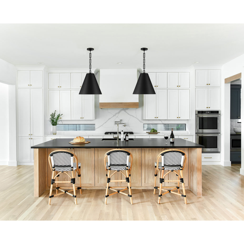Crystorama Alston 18'' Pendant in Matte Black + Antique Gold - Lifestyle View