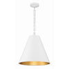 Crystorama Alston 18'' Pendant in Matte White + Antique Gold - Front View