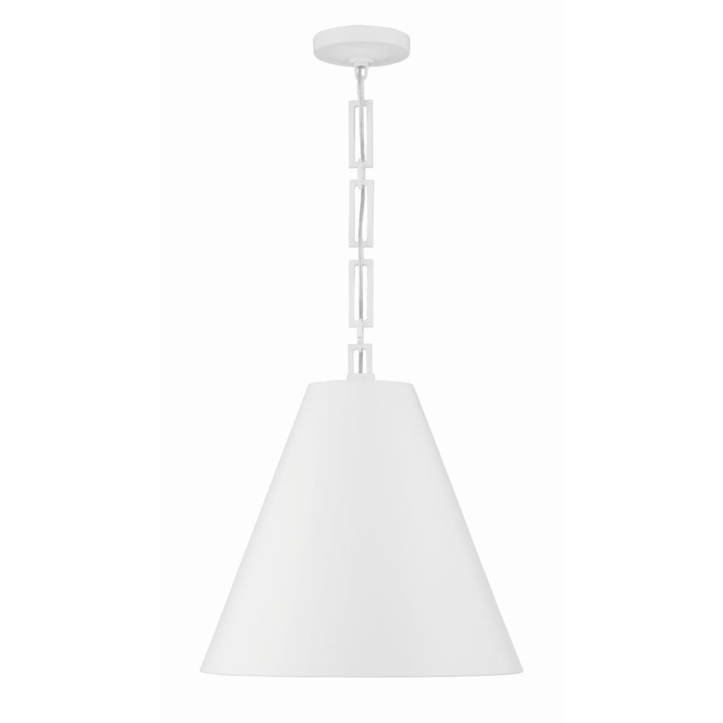 Crystorama Alston 18'' Pendant in Matte White + Antique Gold - Additional View