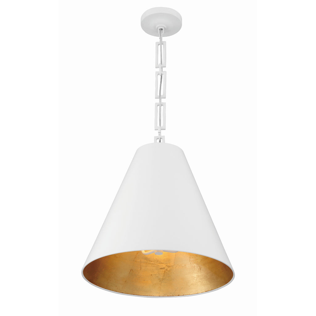 Crystorama Alston 18'' Pendant in Matte White + Antique Gold - Additional View