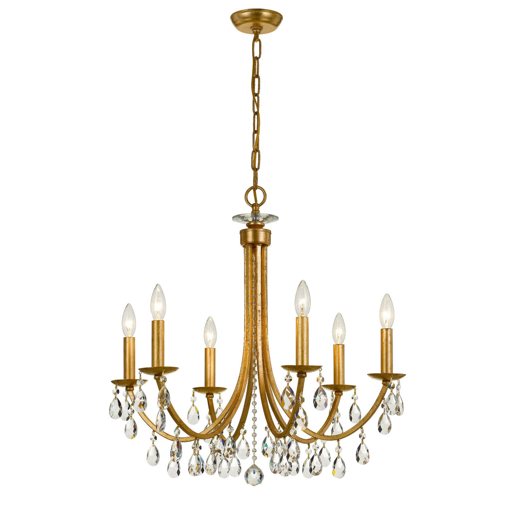 Crystorama Bridgehampton 26'' Chandelier in Antique Gold - Front View