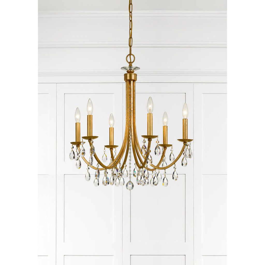 Crystorama Bridgehampton 26'' Chandelier in Antique Gold - Lifestyle View
