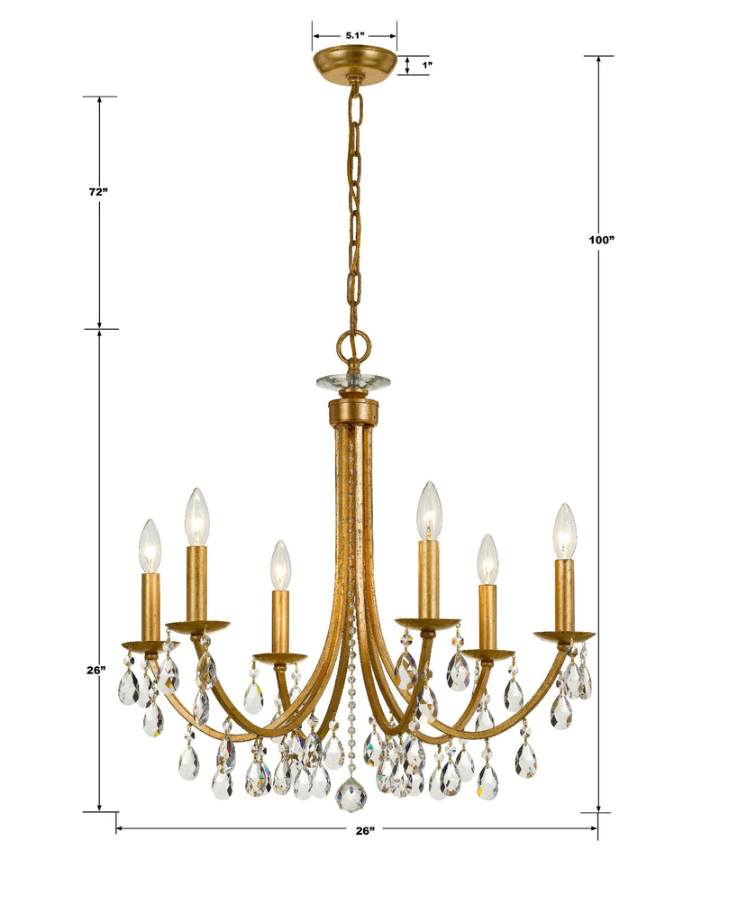 8826-GA-CL-MWP Bridgehampton 26'' Chandelier | Dimensions Image