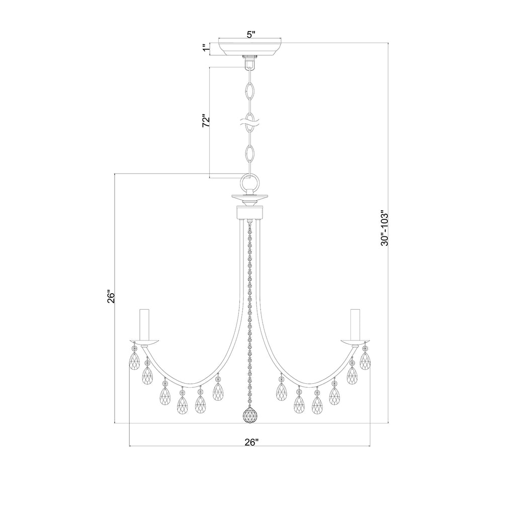 Crystorama Bridgehampton 26'' Chandelier - Product Dimensions