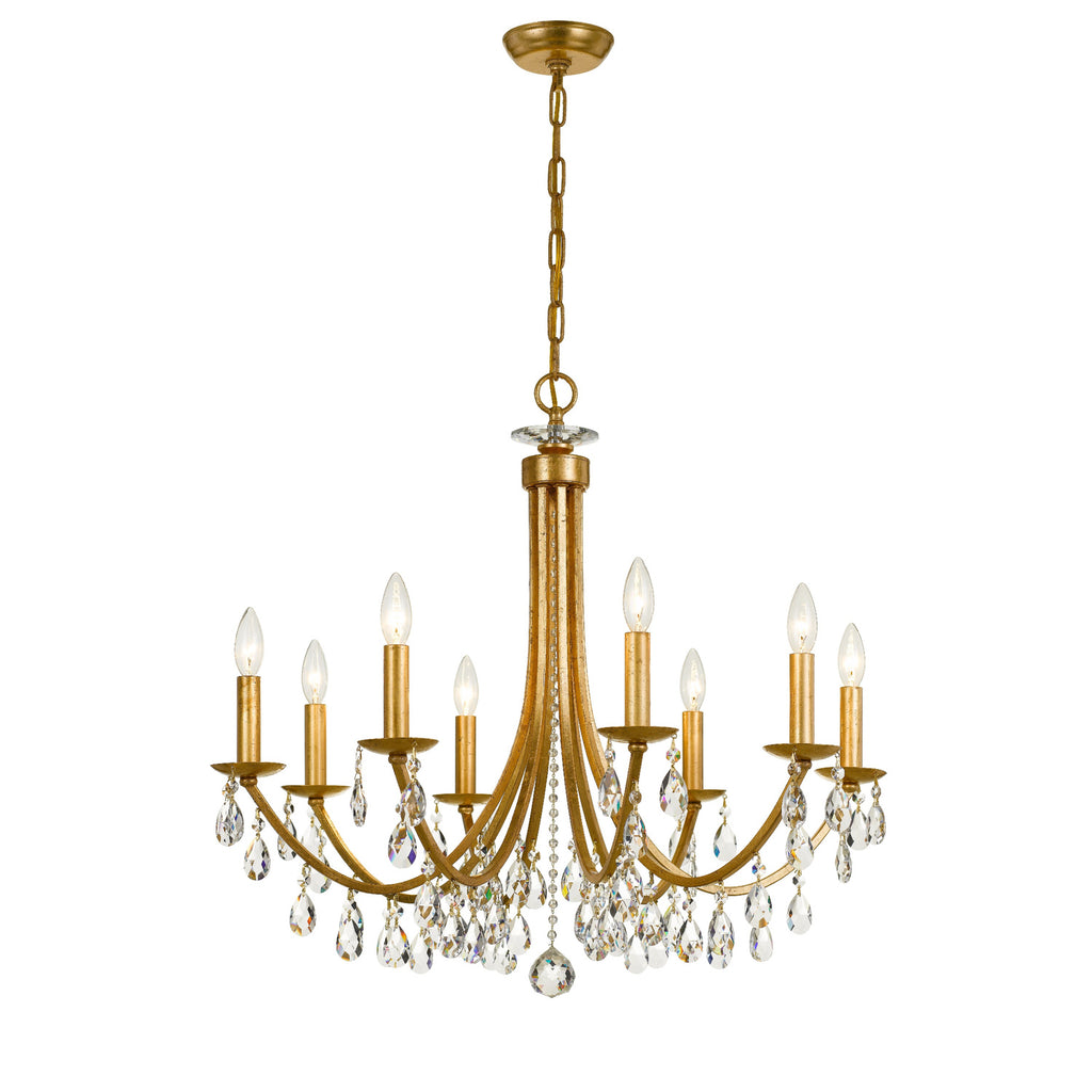Crystorama Bridgehampton 28'' Chandelier in Antique Gold - Front View