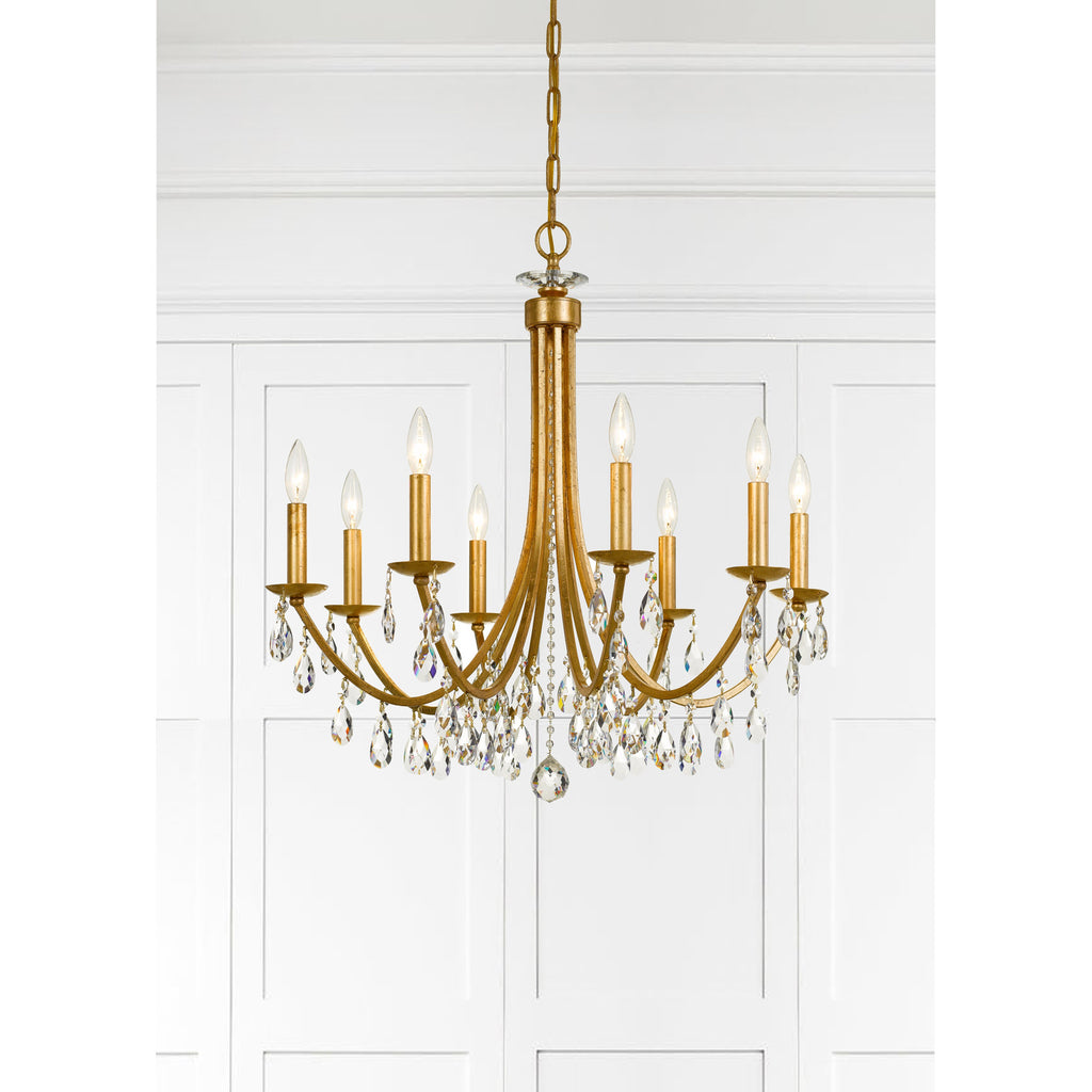 Crystorama Bridgehampton 28'' Chandelier in Antique Gold - Lifestyle View