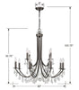 8829-VZ-CL-MWP Bridgehampton 12 Light Chandelier | Dimensions Image