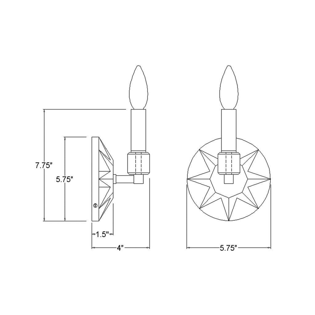 Crystorama Carson 5'' Sconce - Product Dimensions