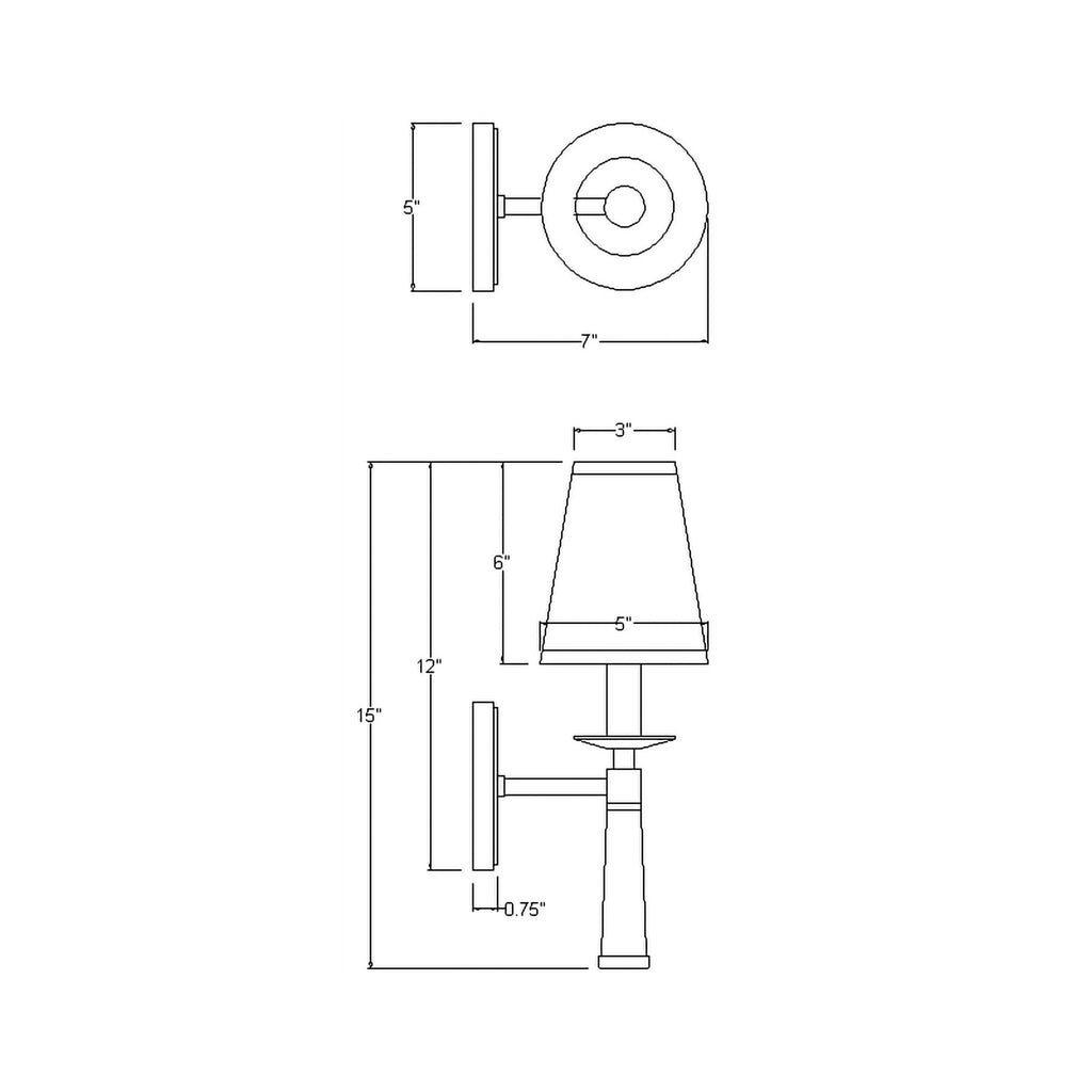 Crystorama Baxter 5'' Sconce - Product Dimensions