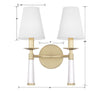 8862-AG Baxter 2 Light Sconce | Dimensions Image