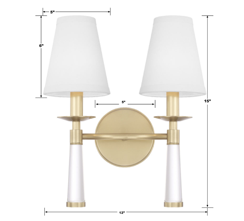 8862-AG Baxter 2 Light Sconce | Dimensions Image