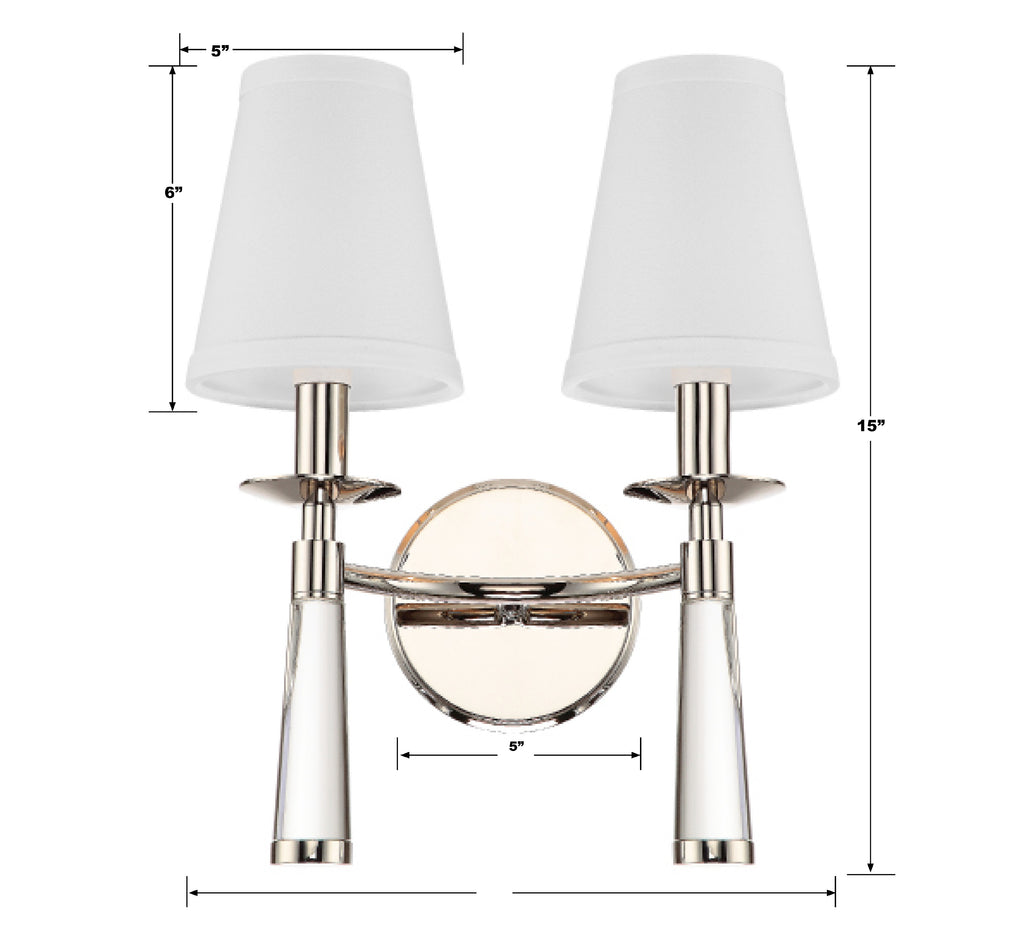 8862-PN Baxter 2 Light Sconce | Dimensions Image