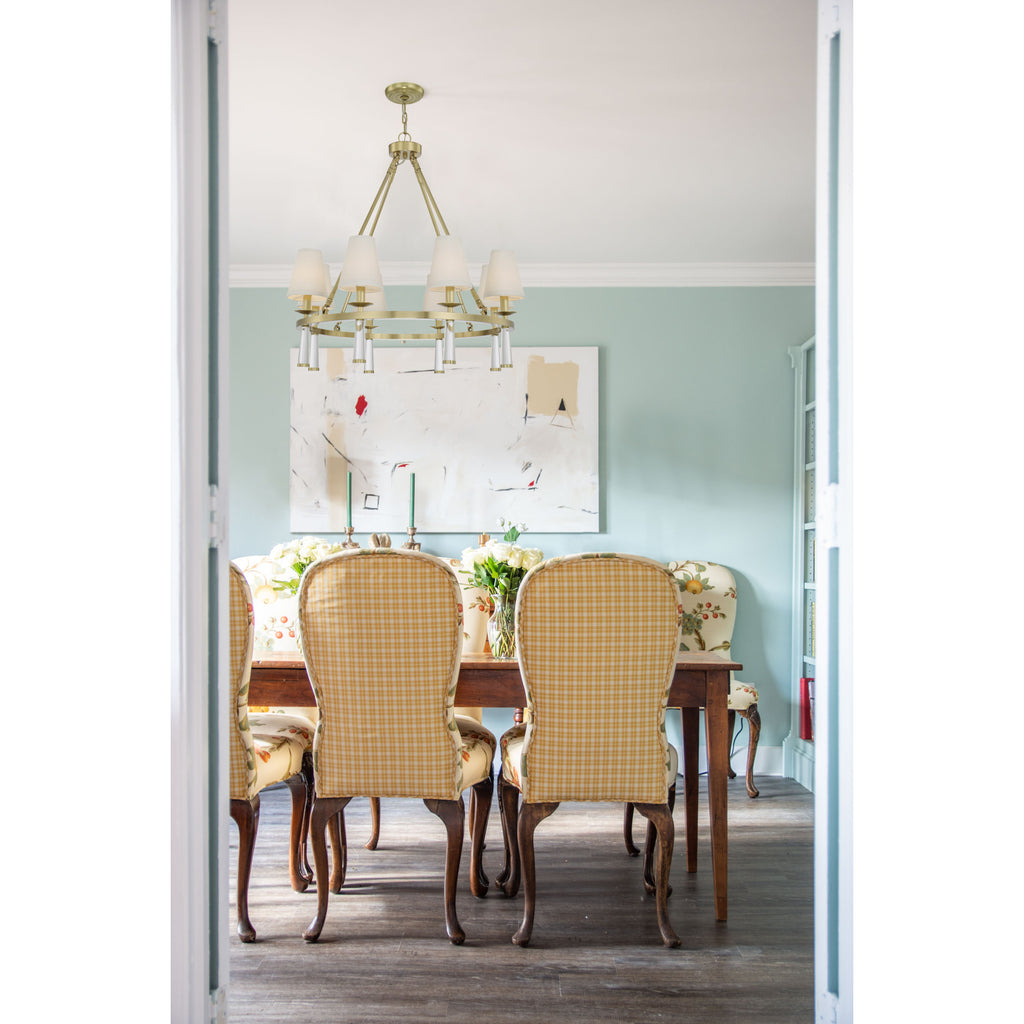 Crystorama Baxter 31.5'' Chandelier in Aged Brass - Lifestyle View