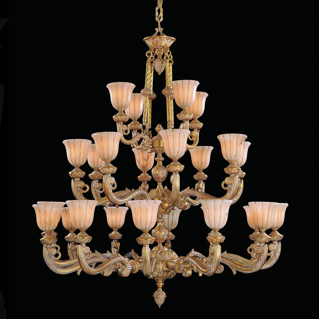 Crystorama Natural Alabaster 60" Chandelier in French White - Front View