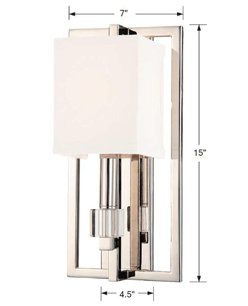 8881-PN Dixon 1 Light Sconce | Dimensions Image