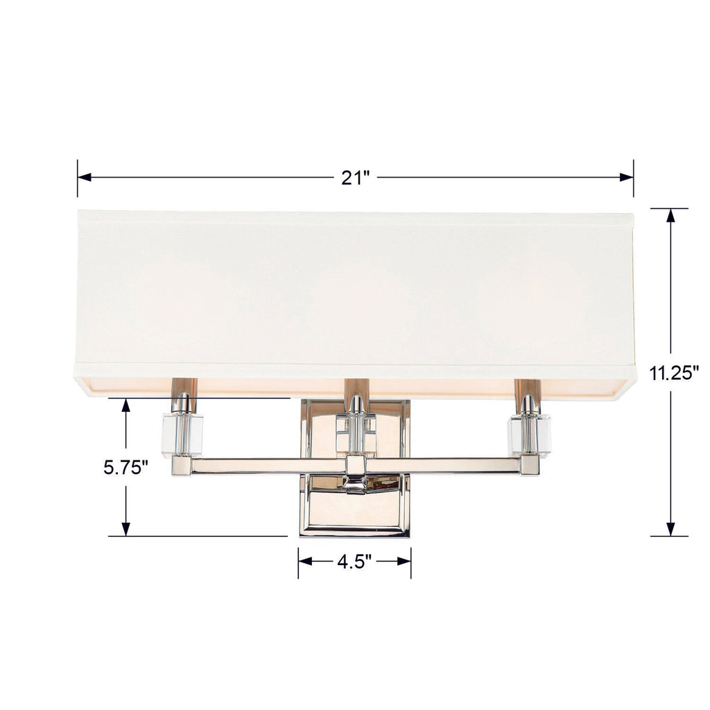 8883-PN Dixon 3 Light Bath | Dimensions Image