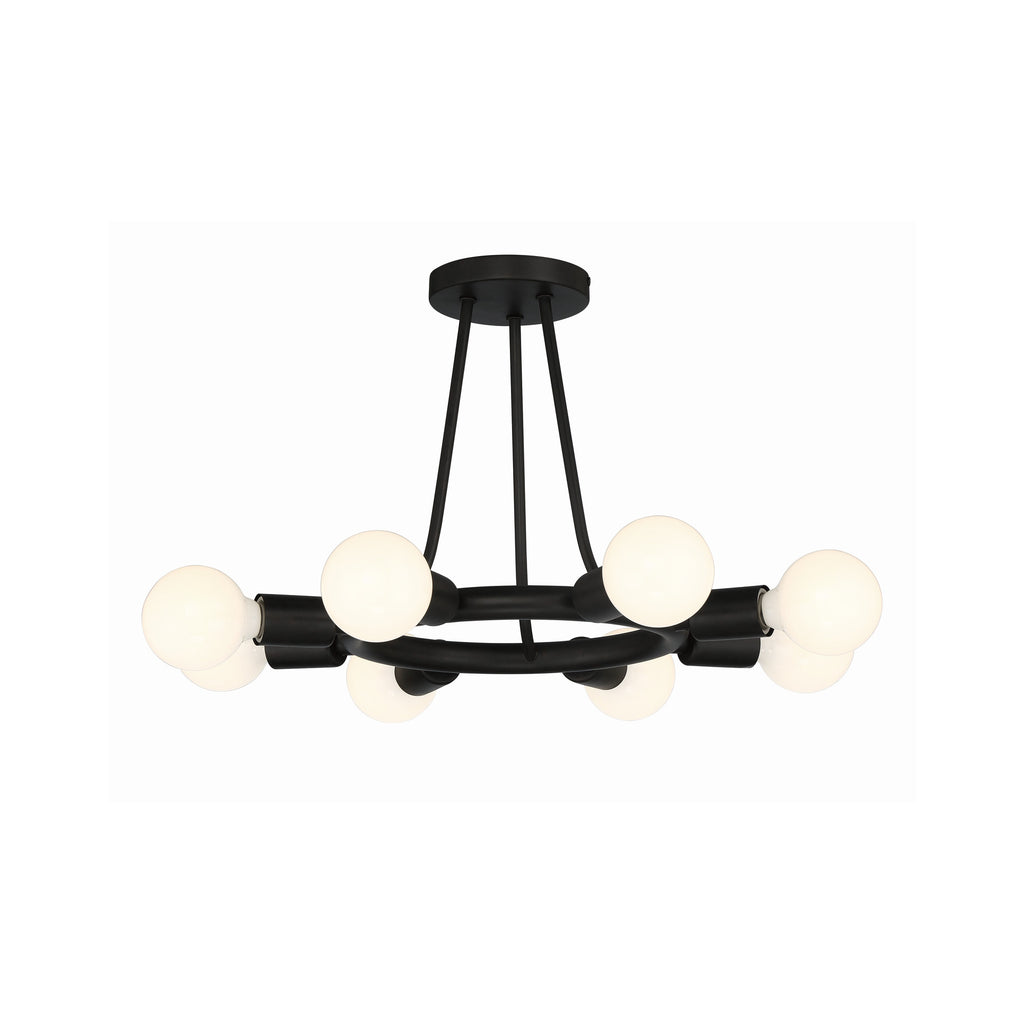 Crystorama Dakota 15'' Semi Flush Mount in Black - Front View