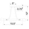 Crystorama Dakota 15'' Semi Flush Mount - Product Dimensions