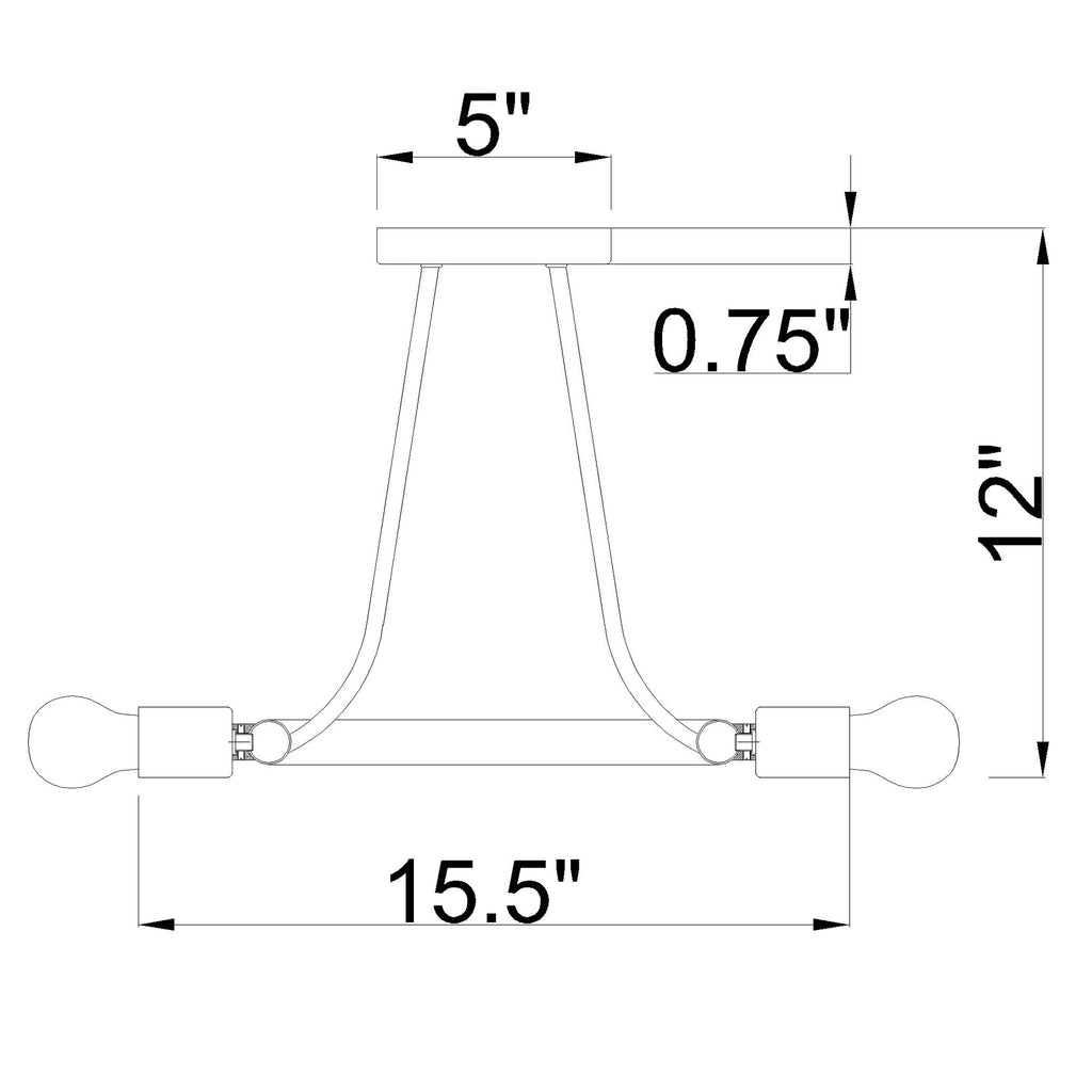 Crystorama Dakota 15'' Semi Flush Mount - Product Dimensions