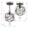 9220-EB Solaris 1 Light Mini Pendant | Dimensions Image