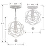 9220-WW Solaris 1 Light Mini Pendant | Dimensions Image