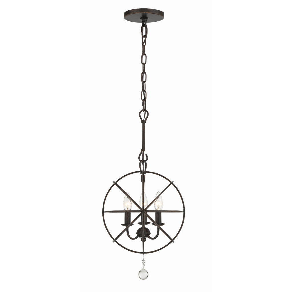 Crystorama-OPEN-BOX Solaris 3 Light Mini Chandelier in English Bronze - Additional View