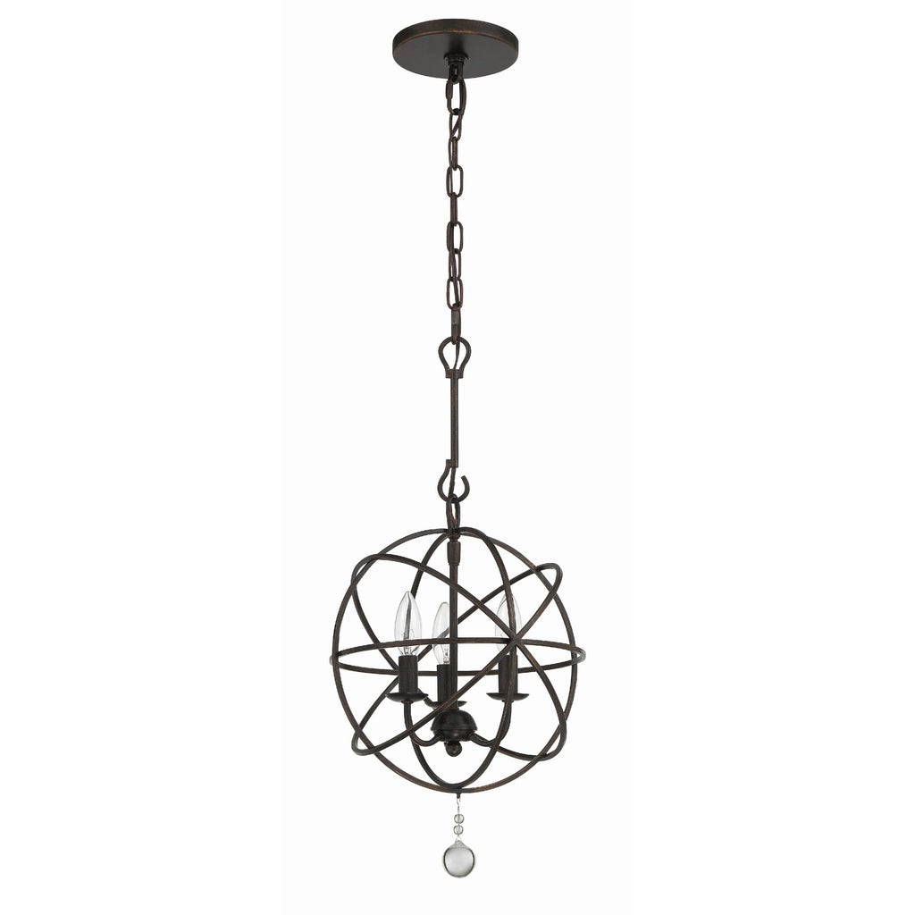 Crystorama-OPEN-BOX Solaris 3 Light Mini Chandelier in English Bronze - Additional View