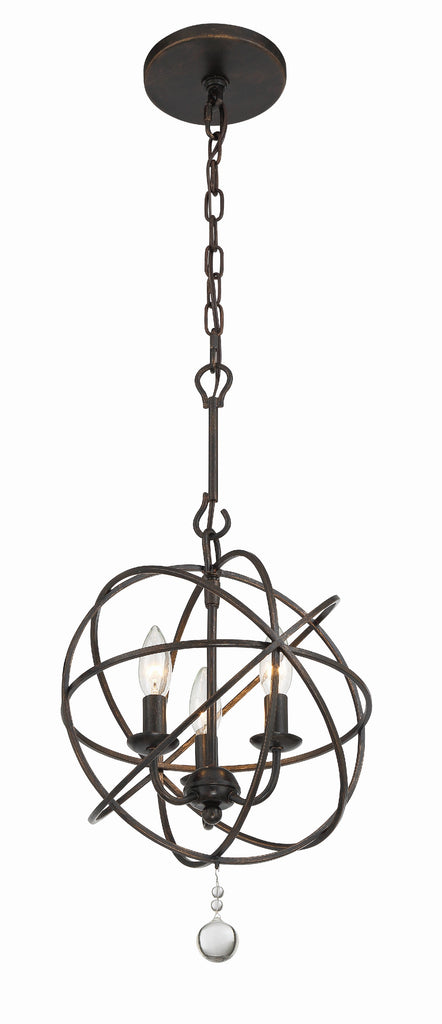 9225-EB Solaris 3 Light Mini Chandelier | Alternate Image