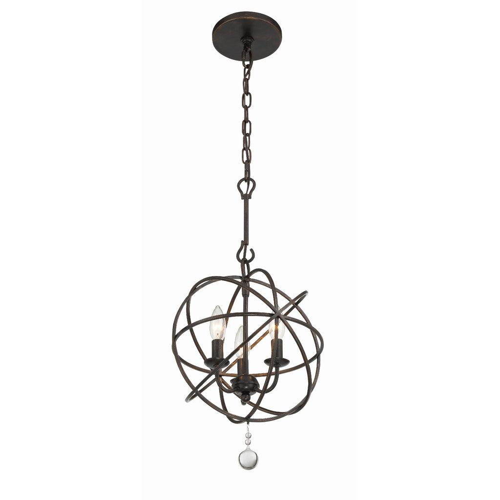 Crystorama-OPEN-BOX Solaris 3 Light Mini Chandelier in English Bronze - Additional View