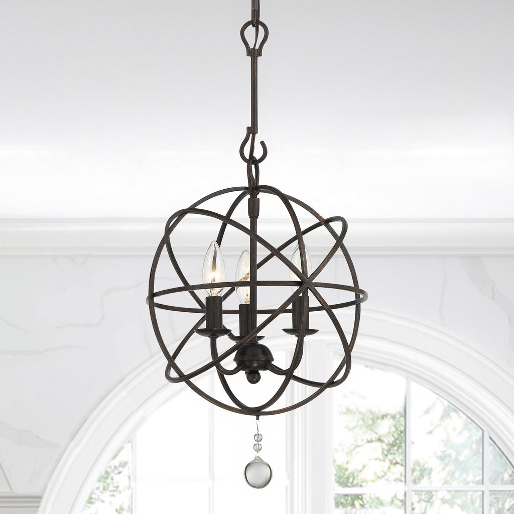 Crystorama-OPEN-BOX Solaris 3 Light Mini Chandelier in English Bronze - Lifestyle View