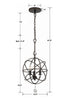 Crystorama-OPEN-BOX Solaris 3 Light Mini Chandelier - Product Dimensions