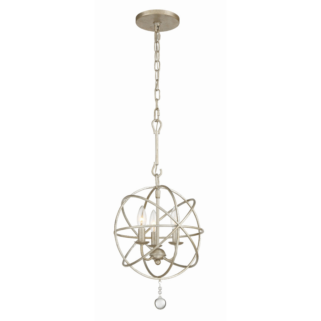 Crystorama-OPEN-BOX Solaris 3 Light Mini Chandelier in Olde Silver - Front View