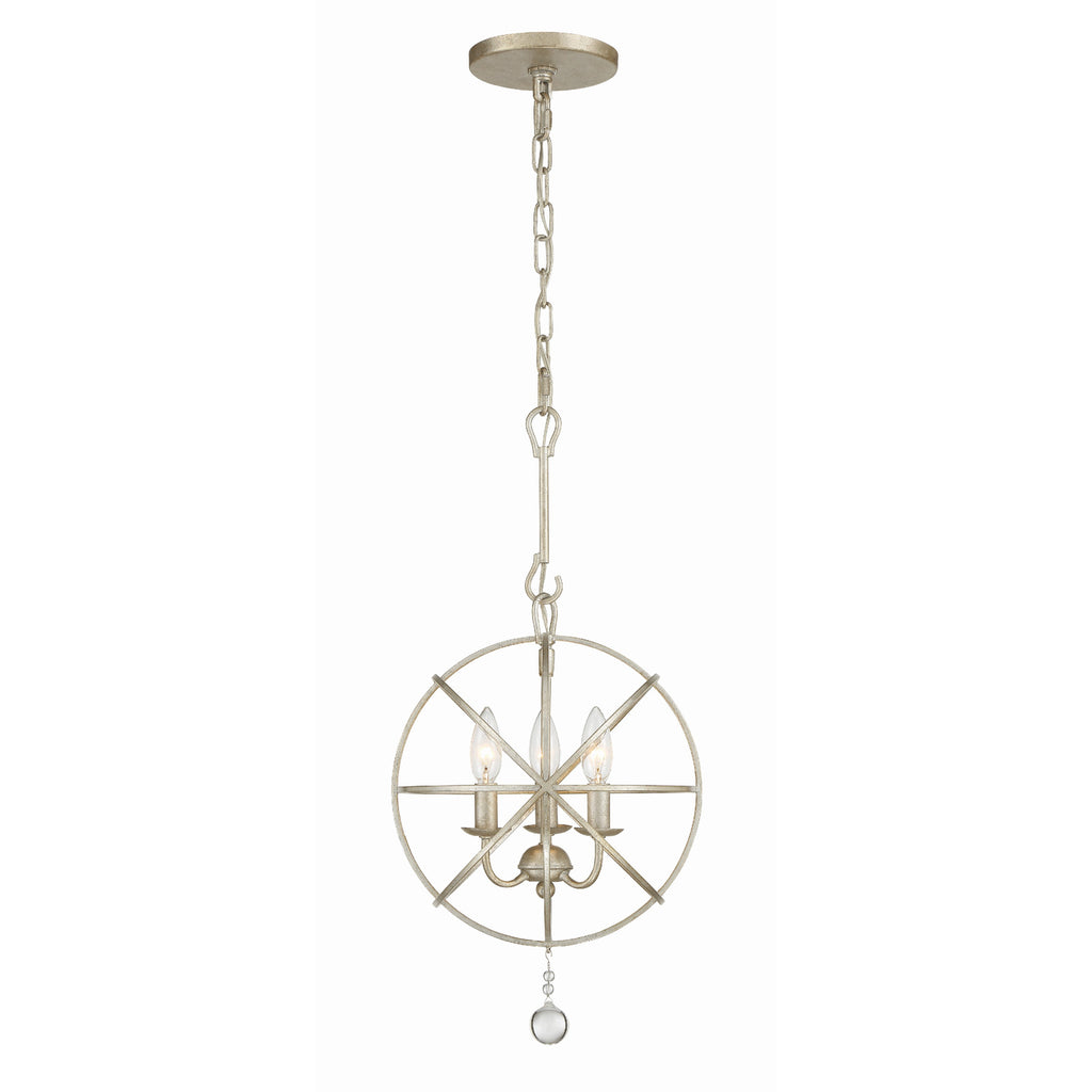 Crystorama-OPEN-BOX Solaris 3 Light Mini Chandelier in Olde Silver - Additional View
