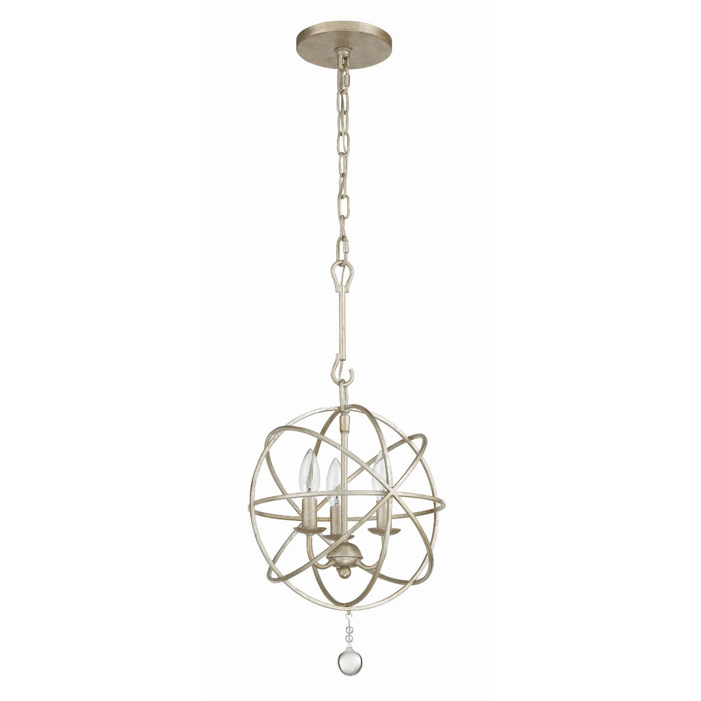 Crystorama-OPEN-BOX Solaris 3 Light Mini Chandelier in Olde Silver - Additional View