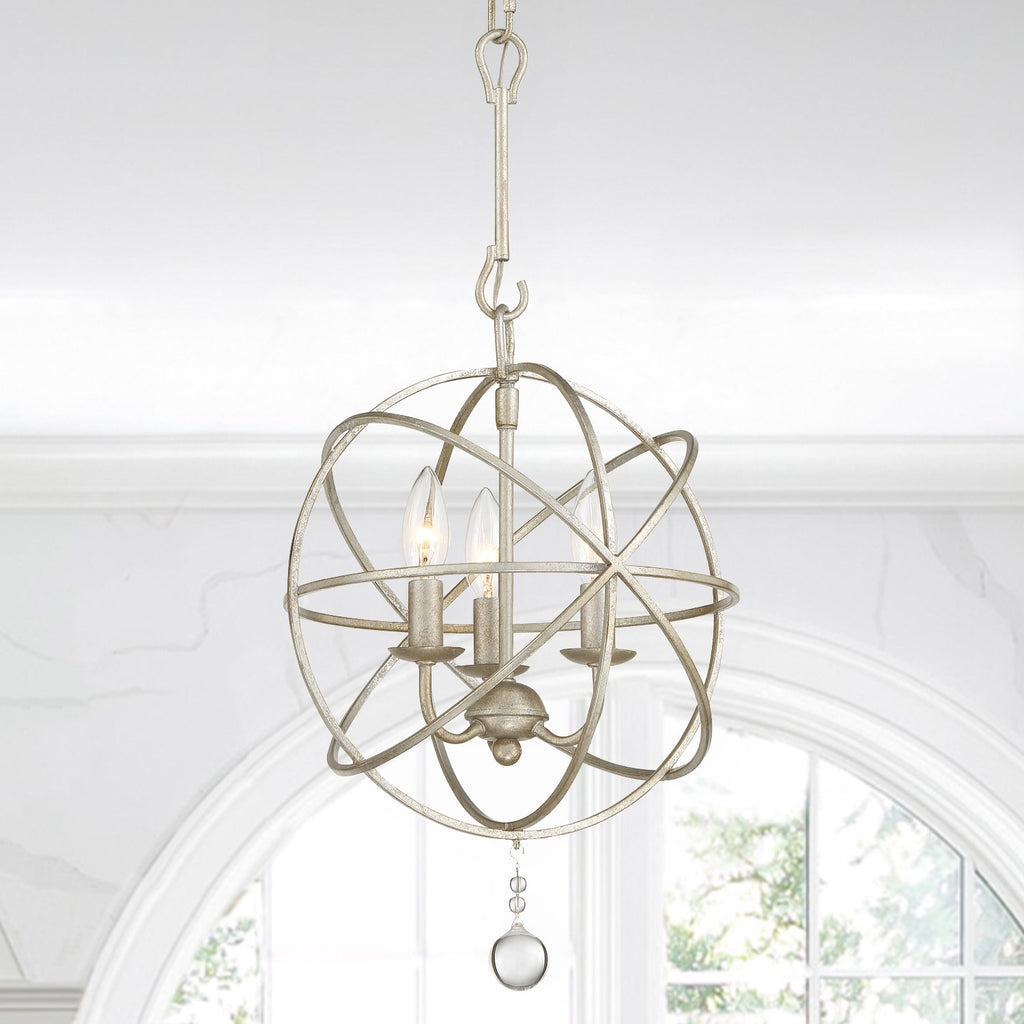 Crystorama-OPEN-BOX Solaris 3 Light Mini Chandelier in Olde Silver - Lifestyle View
